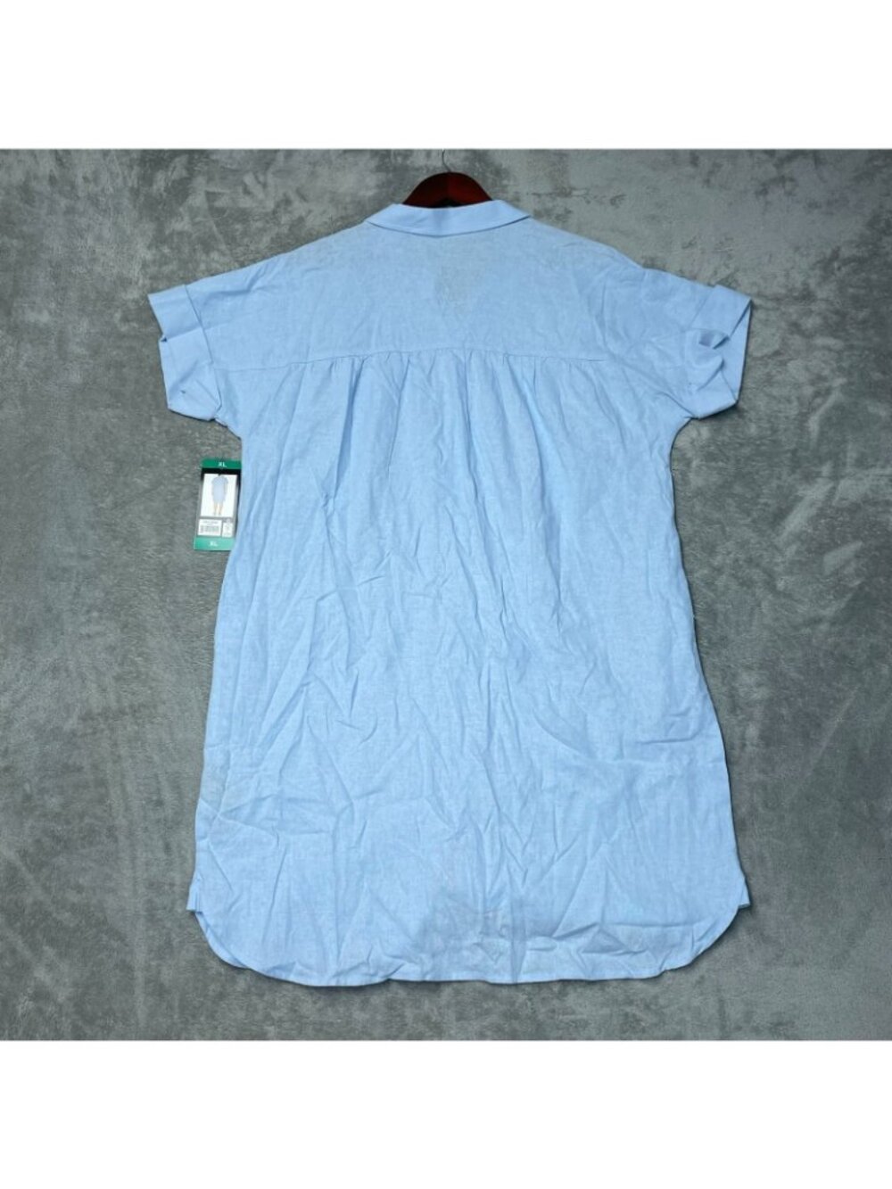 NWT Well Worn Women's XL Light Blue Button-Down Linen Blend Shirt Dress G2167 - Picture 3 of 12